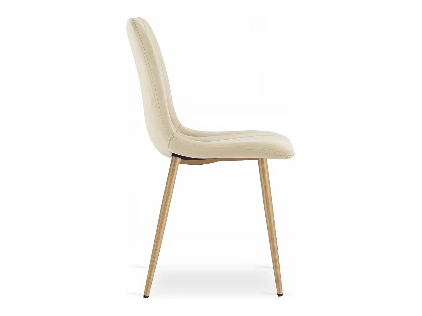 Silla Valora JEWA, tapizada en terciopelo beige claro, con patas color madera (x4)