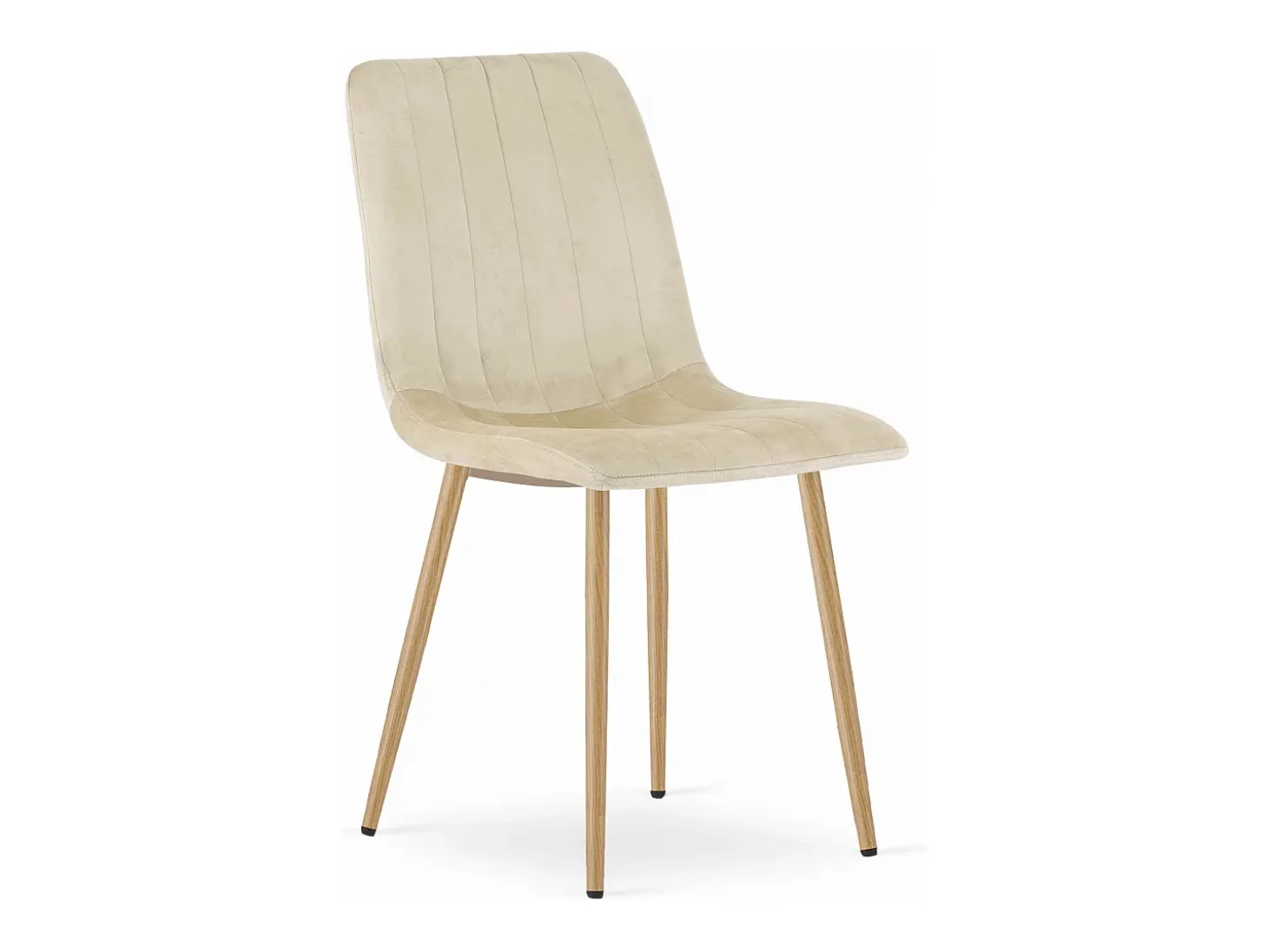 Silla Valora JEWA, tapizada en terciopelo beige claro, con patas color madera (x4)