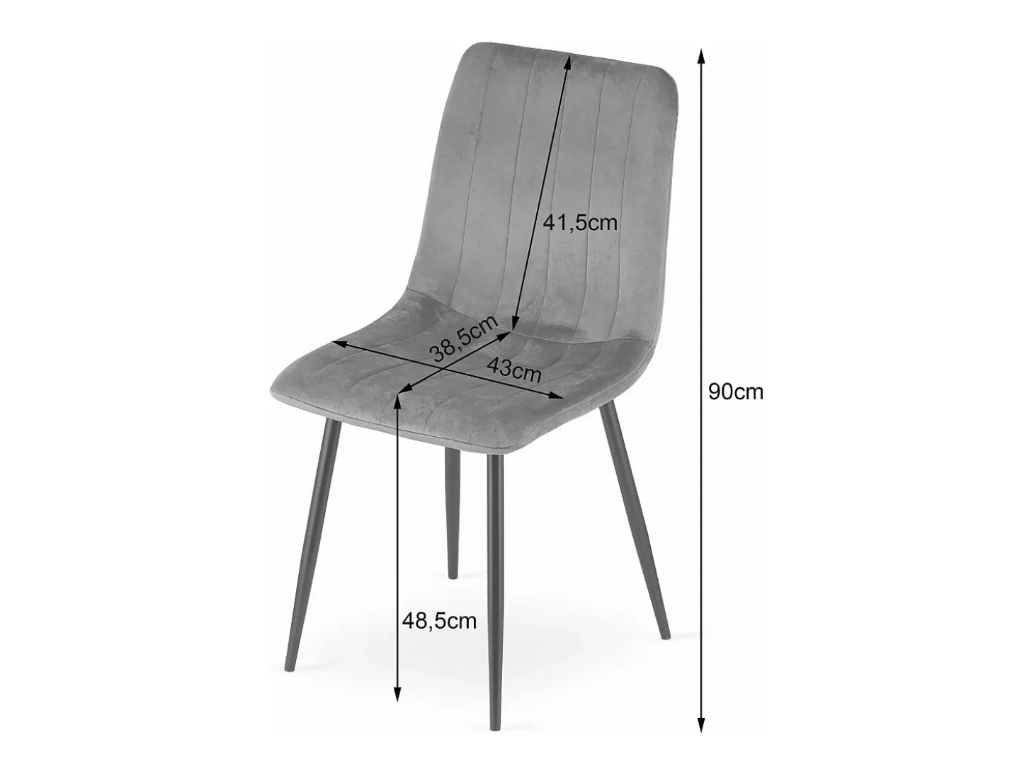 Silla Valora JEWA, terciopelo gris oscuro, diseño ergonómico (x3)