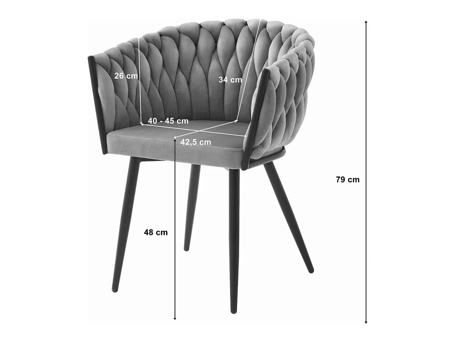 Silla Valora MAYAN, tapizada en terciopelo gris claro (x2)