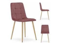 Silla Valora PYRA, terciopelo rosa, patas de madera, diseño moderno (x2)