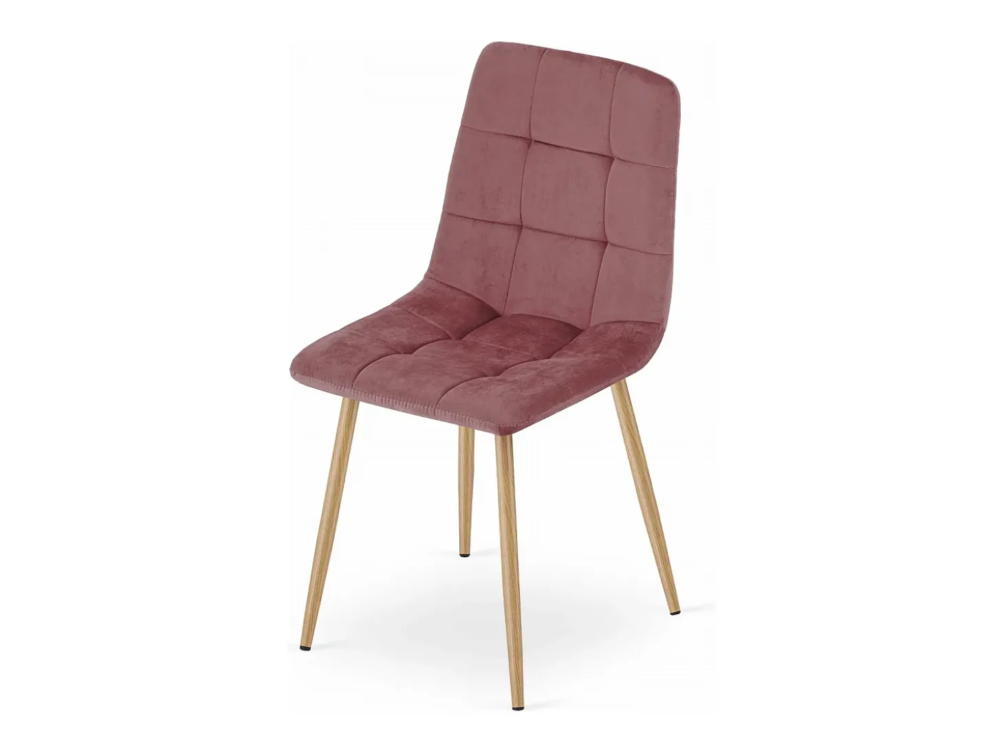 Silla Valora PYRA, terciopelo rosa, patas de madera, diseño moderno (x2)