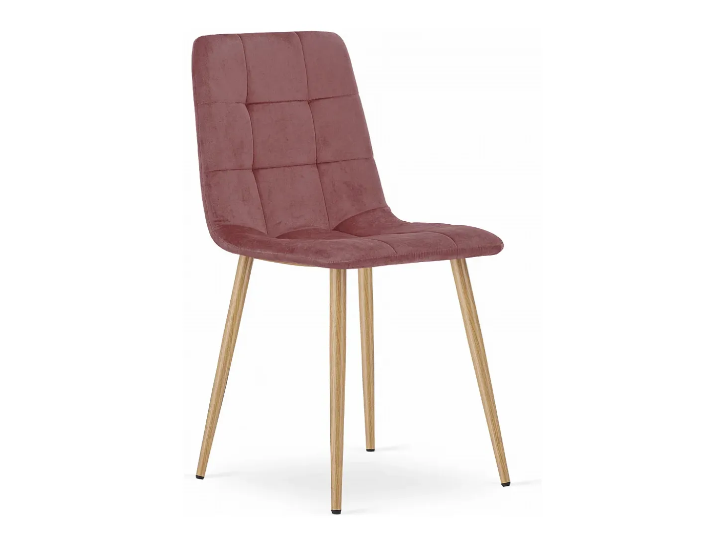 Silla Valora PYRA, terciopelo rosa, patas de madera, diseño moderno (x2)