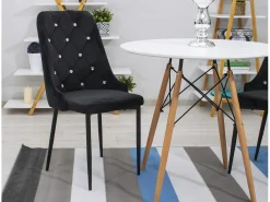 Silla Valora REMI de terciopelo negro con patas de metal x3