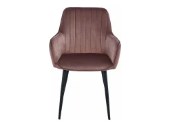 Silla Valora SELO, terciopelo rosa, patas negras, juego de 2