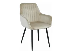 Silla Valora SELO, terciopelo beige, patas negras, juego de 2