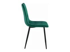 Silla Valora TYRA de terciopelo verde oscuro con patas de metal negro x1