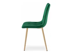 Silla Valora TYRA, tapizada en terciopelo verde oscuro, con patas color madera.