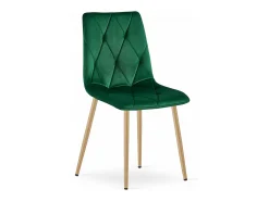 Silla Valora TYRA, terciopelo verde oscuro, patas color madera (x2)