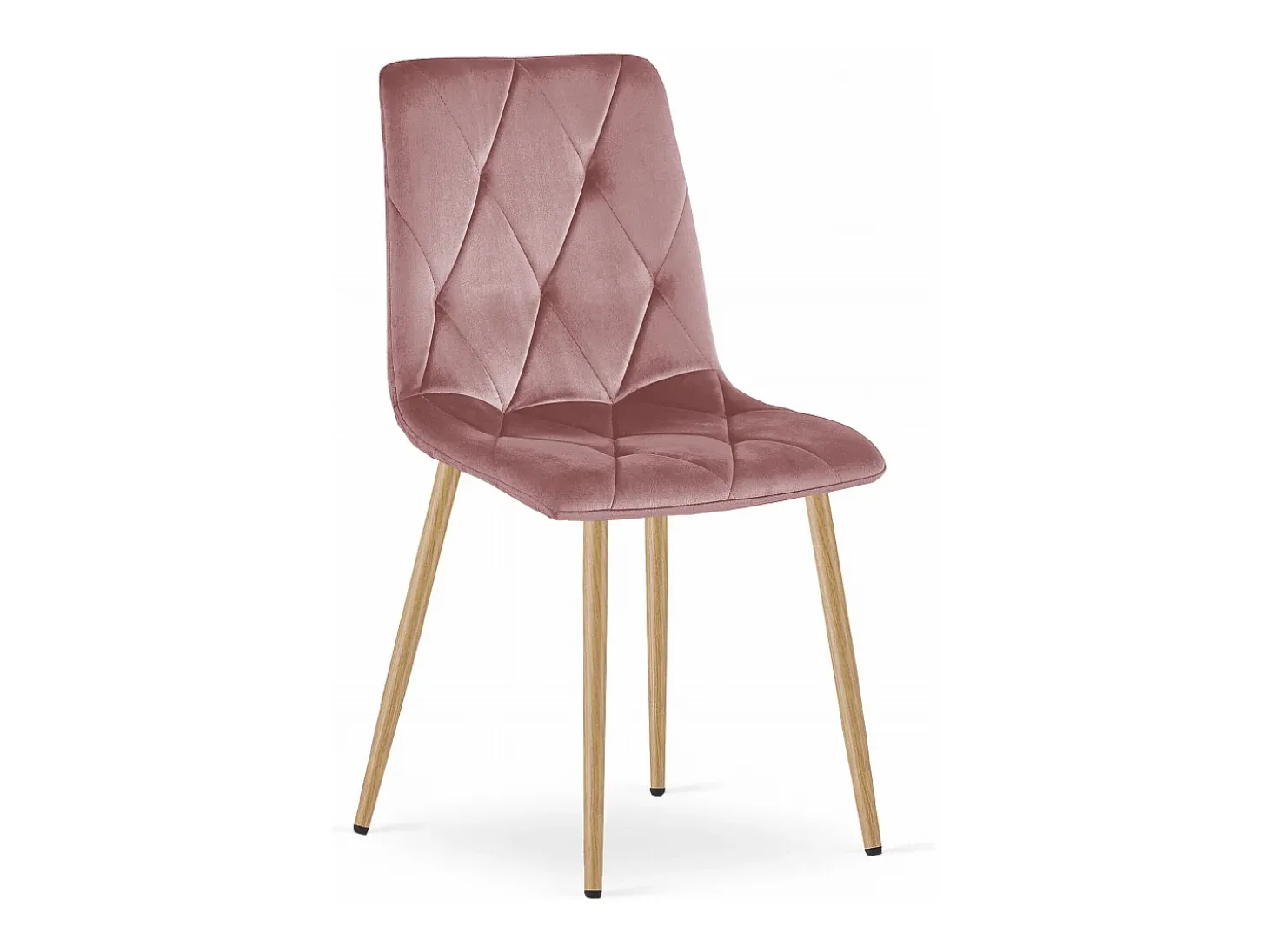 Silla Valora TYRA, terciopelo rosa, patas color madera (x3)