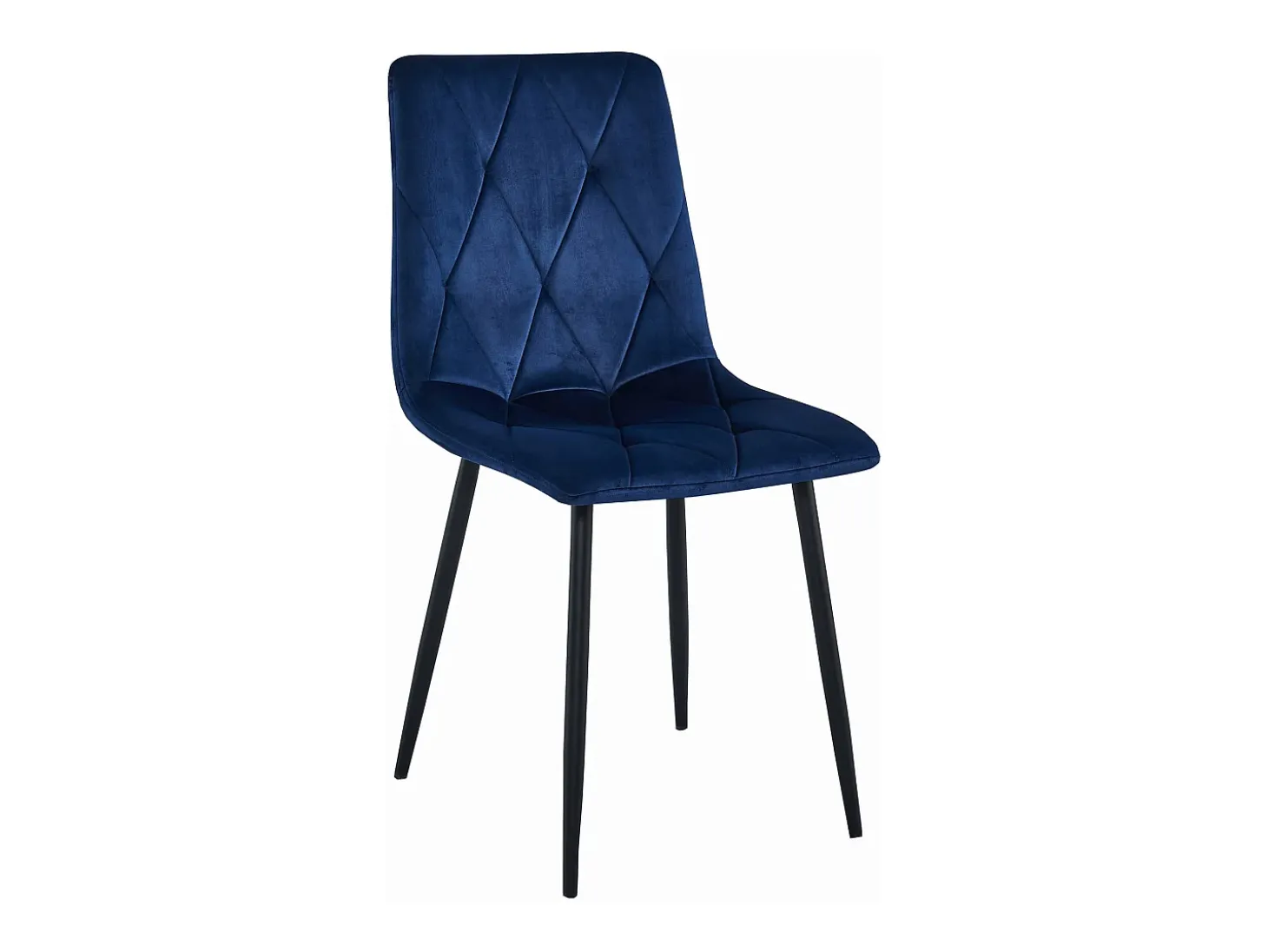 Silla Valora TYRA, terciopelo azul marino, patas negras, juego de 2