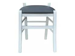 Silla veneciana antigua de madera blanca con asiento acolchado de color antracita