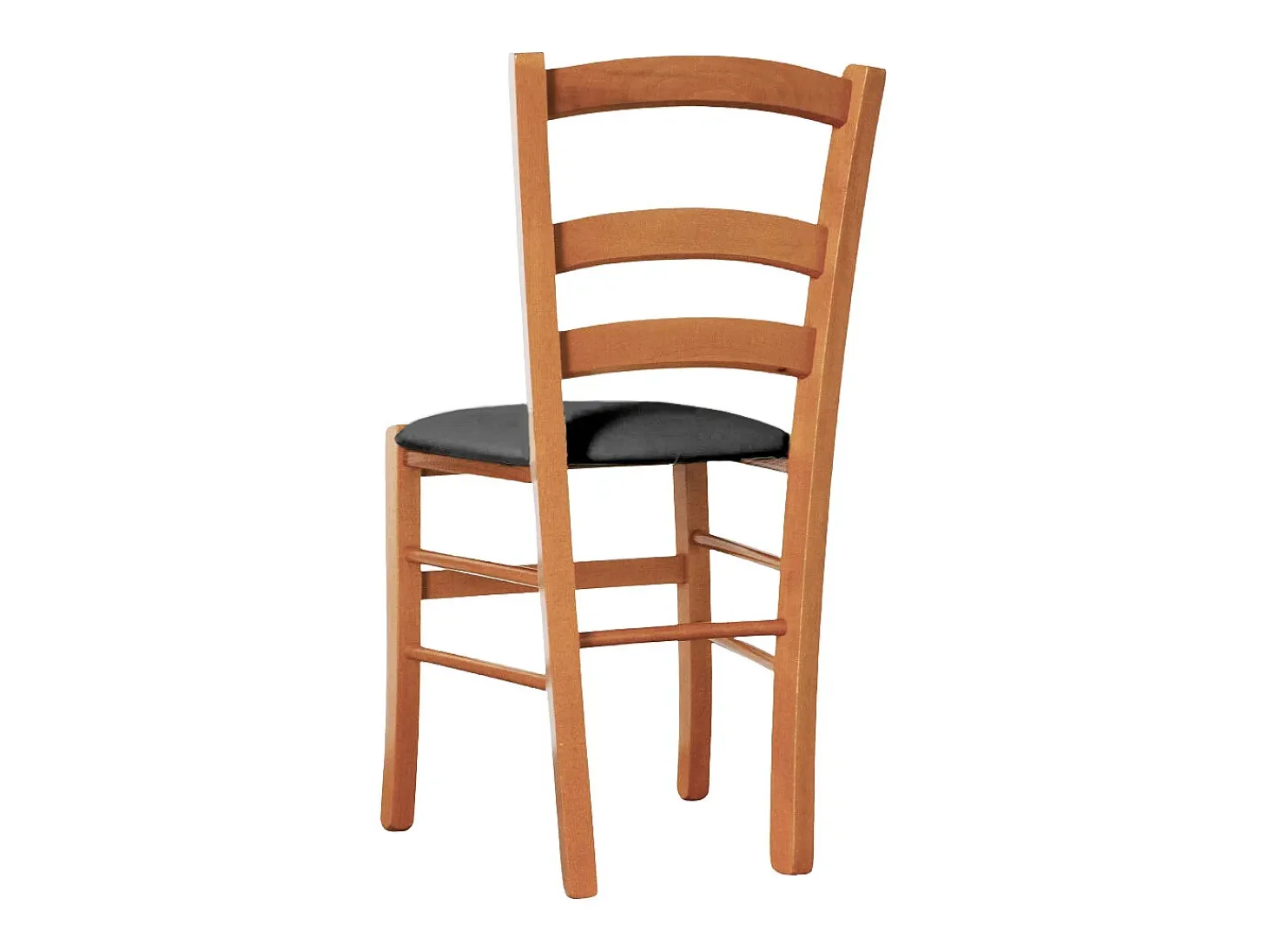 Silla veneciana de madera de cerezo con asiento acolchado de piel sintética gris antracita