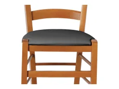 Silla veneciana de madera de cerezo con asiento acolchado de piel sintética gris antracita