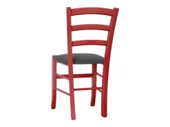 Silla veneciana de madera roja con asiento de piel sintética gris antracita