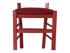 Silla Veneciana de madera roja con asiento de piel sintética roja