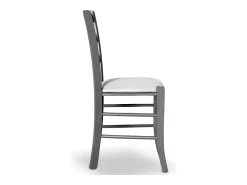 Silla Venezia de madera gris con asiento en símil piel gris hielo