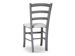 Silla Venezia de madera gris con asiento en símil piel gris hielo