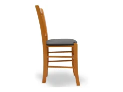 Silla Venezia en madera de cerezo con asiento de polipiel gris antracita