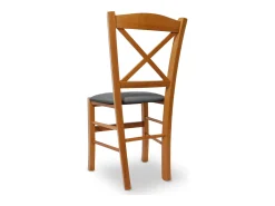 Silla Venezia en madera de cerezo con asiento de polipiel gris antracita