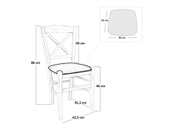 Silla Venezia en madera de cerezo con respaldo en cruz y asiento en símil piel beige