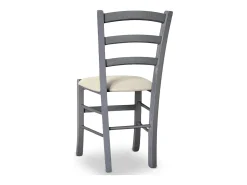 Silla Venezia en madera de haya gris con asiento de símil piel beige