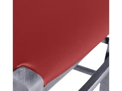 Silla Venezia en madera de haya gris con asiento de símil piel roja