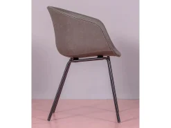Silla vintage con reposabrzos tapizada en polipiel encerado - Denver - Gris Oscuro