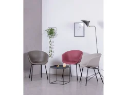 Silla vintage con reposabrzos tapizada en polipiel encerado - Denver - Gris Oscuro