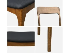 Silla vintage de madera de caucho y tela, set de 2 nogal