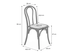 Silla vintage de madera y ratán, set de 4 natural