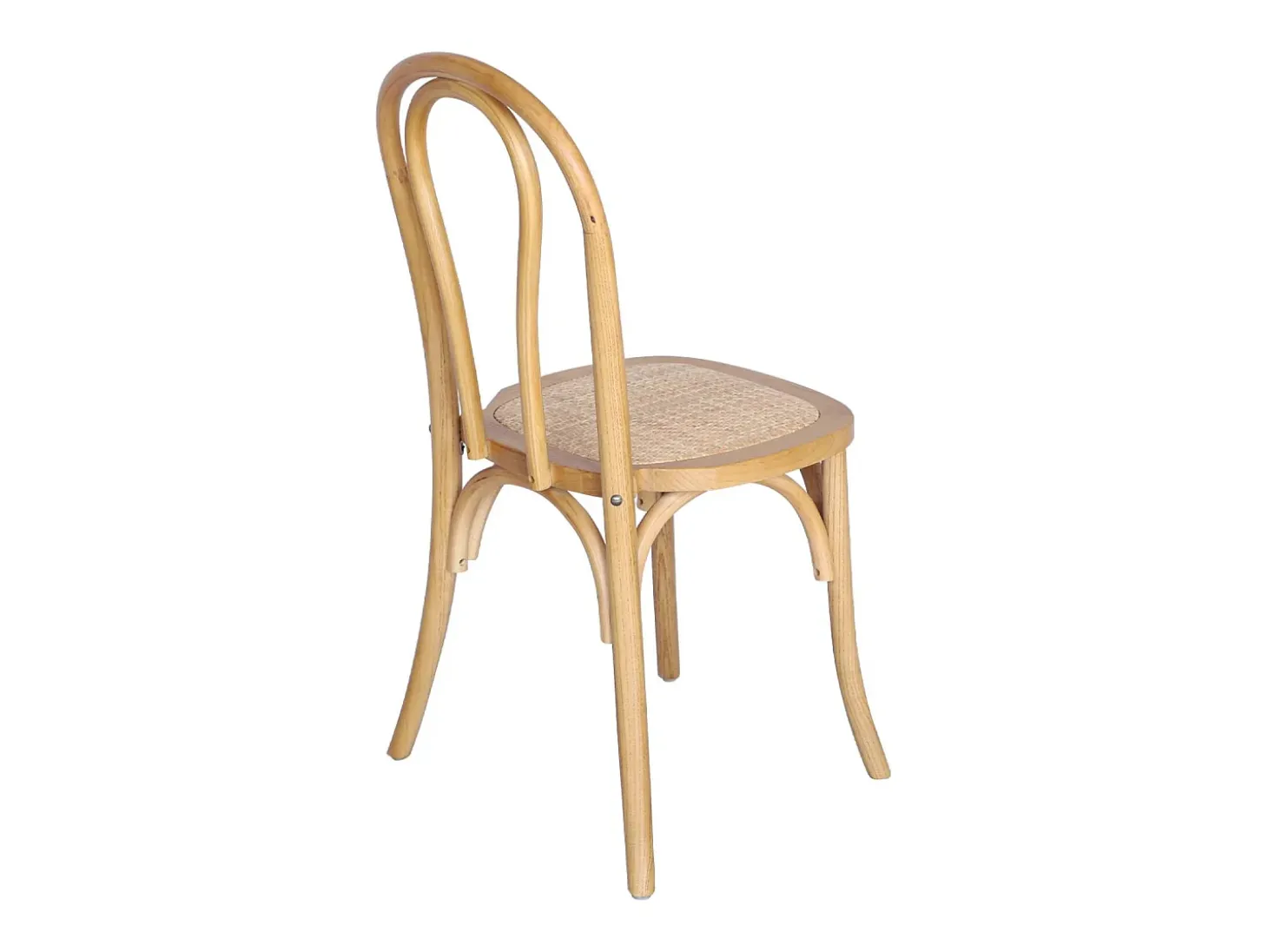 Silla vintage de madera y ratán, set de 4 natural