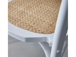 Silla vintage de madera y ratán, set de 2 blanco