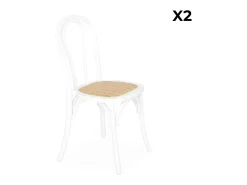 Silla vintage de madera y ratán, set de 2 blanco