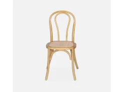 Silla vintage de madera y ratán, set de 2 natural