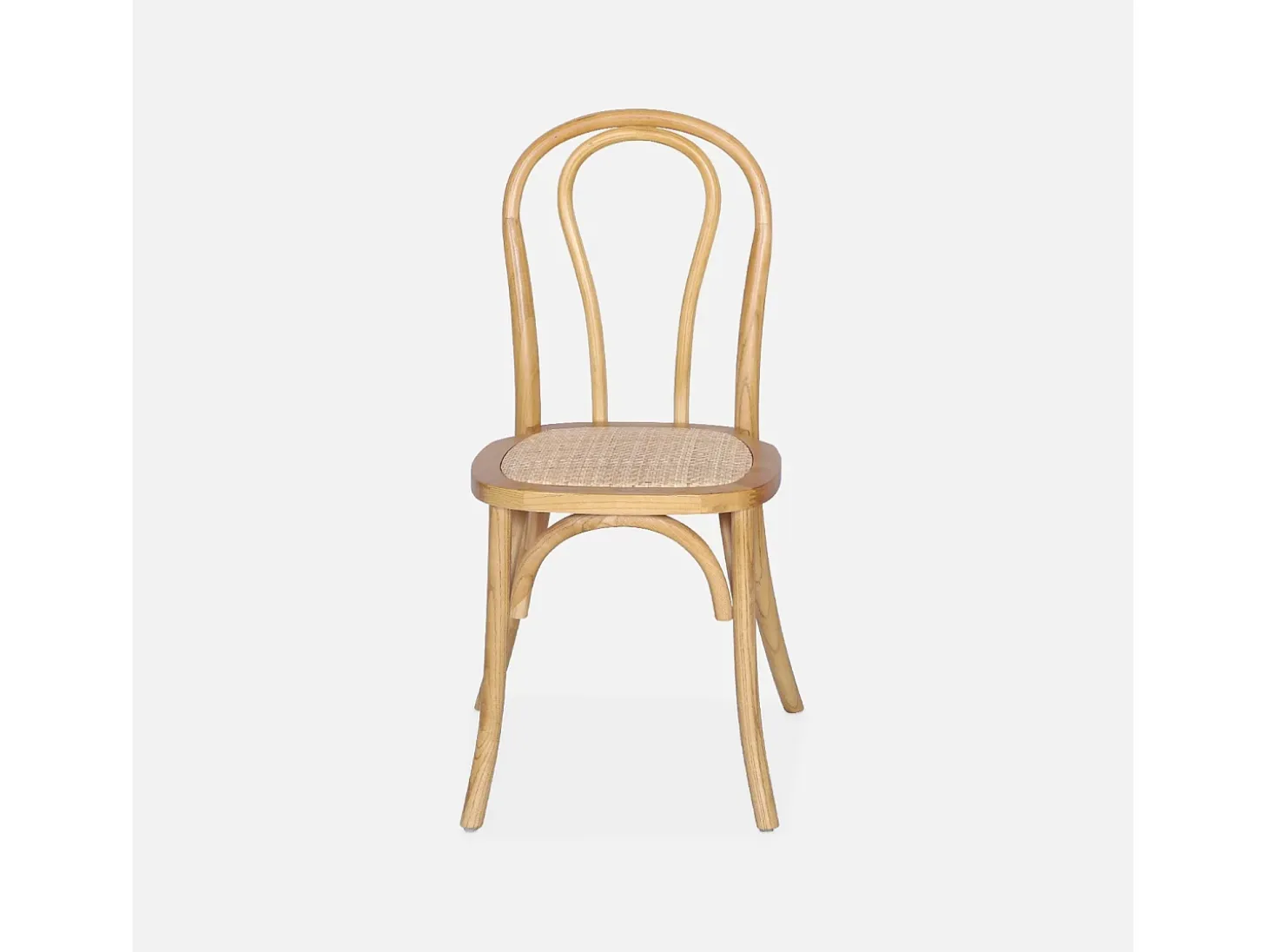 Silla vintage de madera y ratán, set de 2 natural