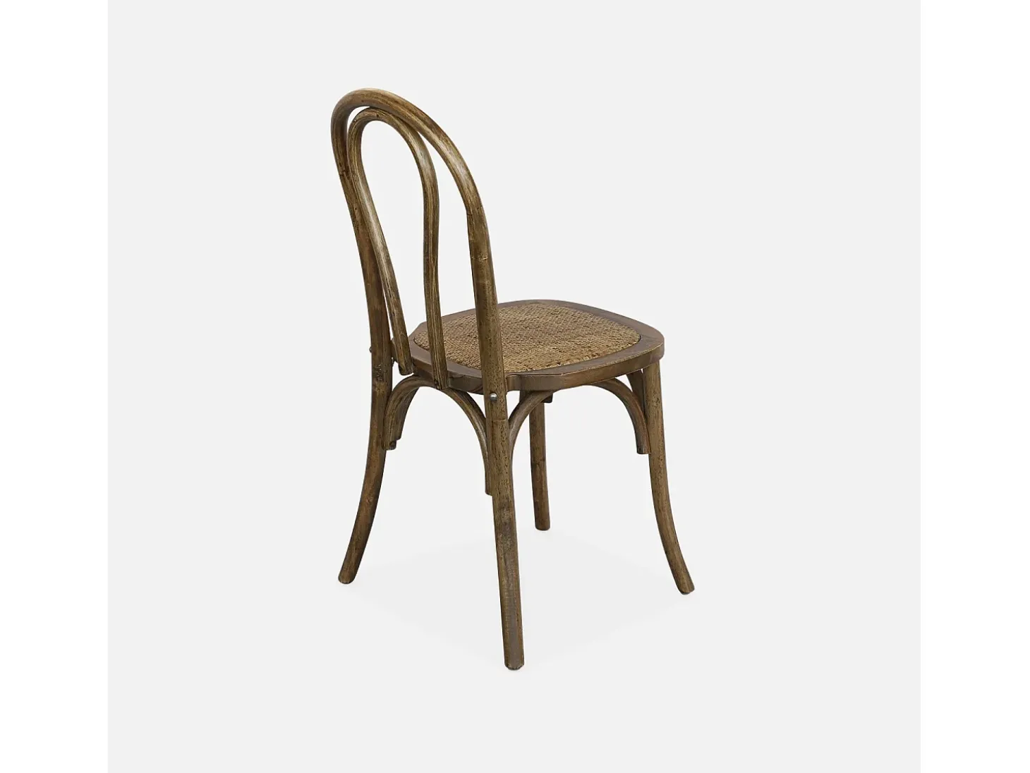 Silla vintage de madera y ratán, set de 2 marrón viejo