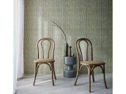 Silla vintage de madera y ratán, set de 2 marrón viejo