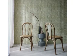Silla vintage de madera y ratán, set de 2 marrón viejo