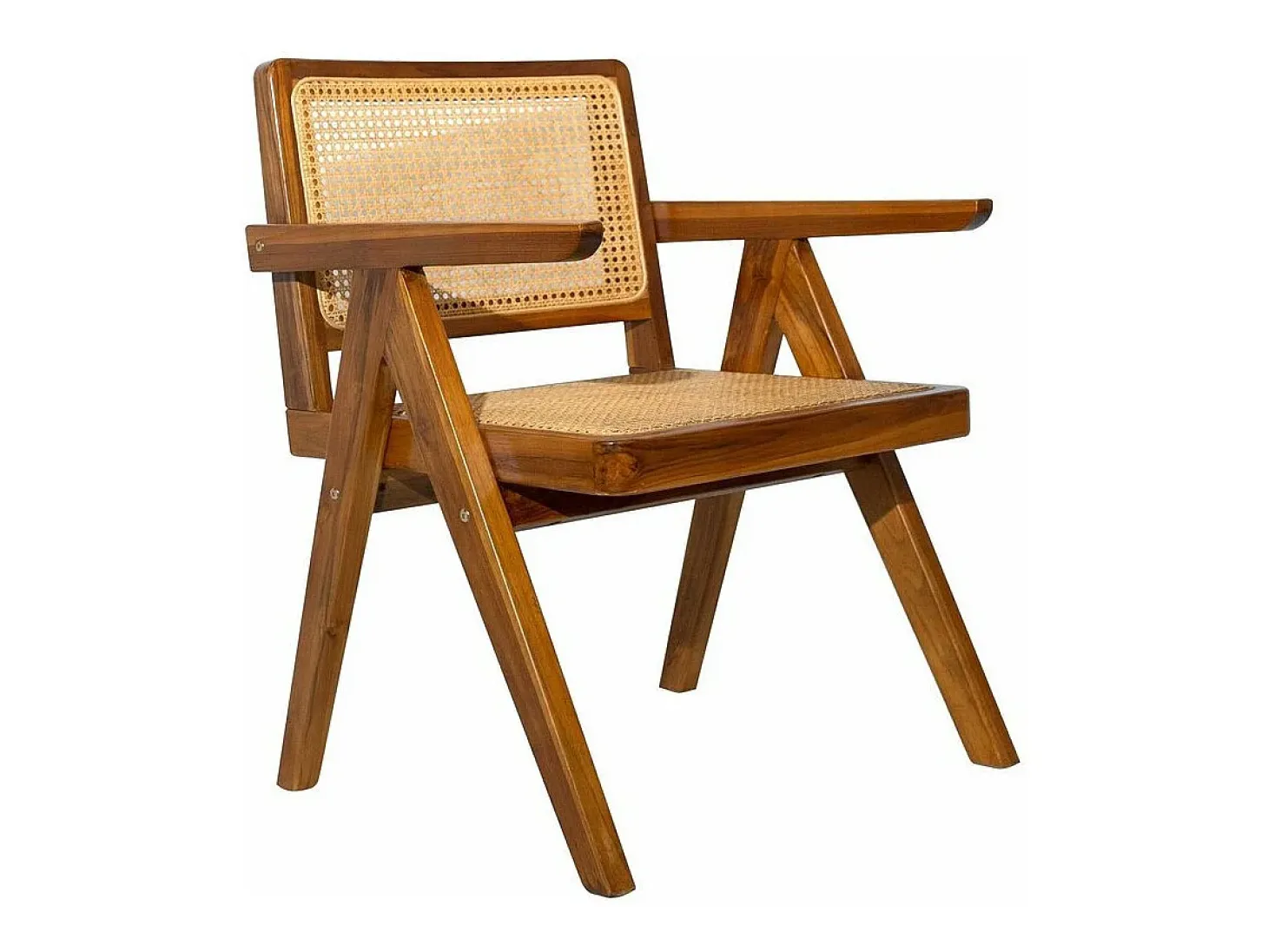 Silla vintage de teca maciza y ratán JANNIE