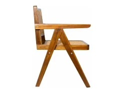 Silla vintage de teca maciza y ratán JANNIE