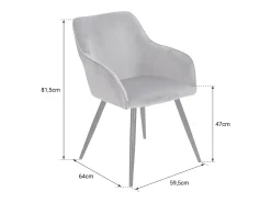 Silla vintage de terciopelo gris GISELE - HAPPY GARDEN