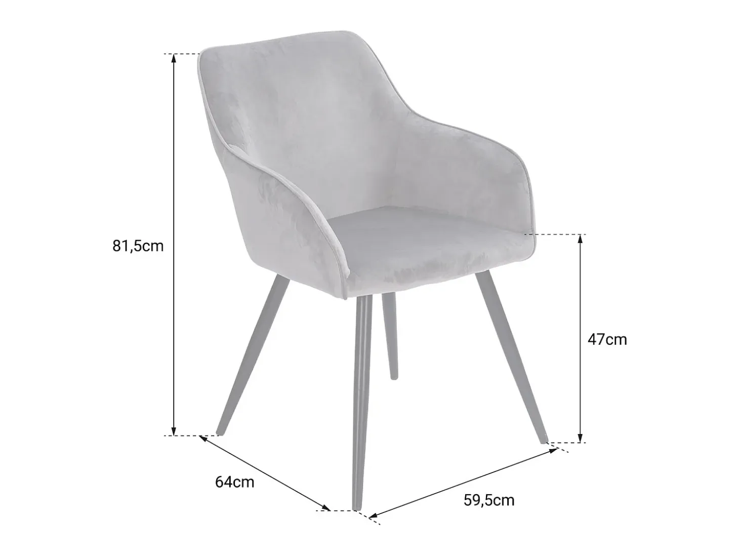 Silla vintage de terciopelo gris GISELE - HAPPY GARDEN