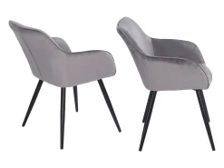Silla vintage de terciopelo gris GISELE - HAPPY GARDEN