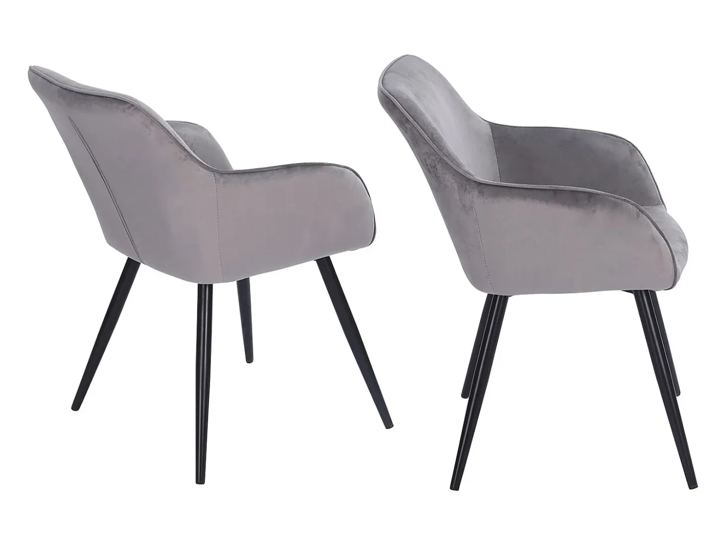 Silla vintage de terciopelo gris GISELE - HAPPY GARDEN