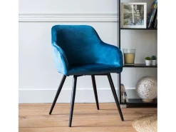 Silla vintage de terciopelo azul GISELE - HAPPY GARDEN