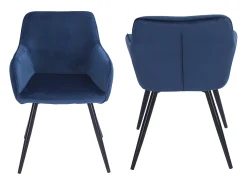 Silla vintage de terciopelo azul GISELE - HAPPY GARDEN
