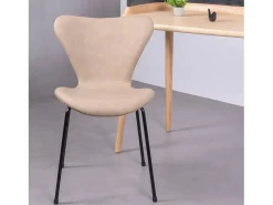 Silla vintage tapizada en polipiel desgastado - Seven - Beige