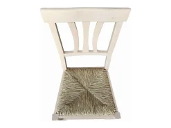 Silla Vittoria en madera cruda para pintar con asiento en paja de pantano