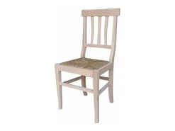 Silla Vittoria en madera cruda para pintar con asiento en paja de pantano